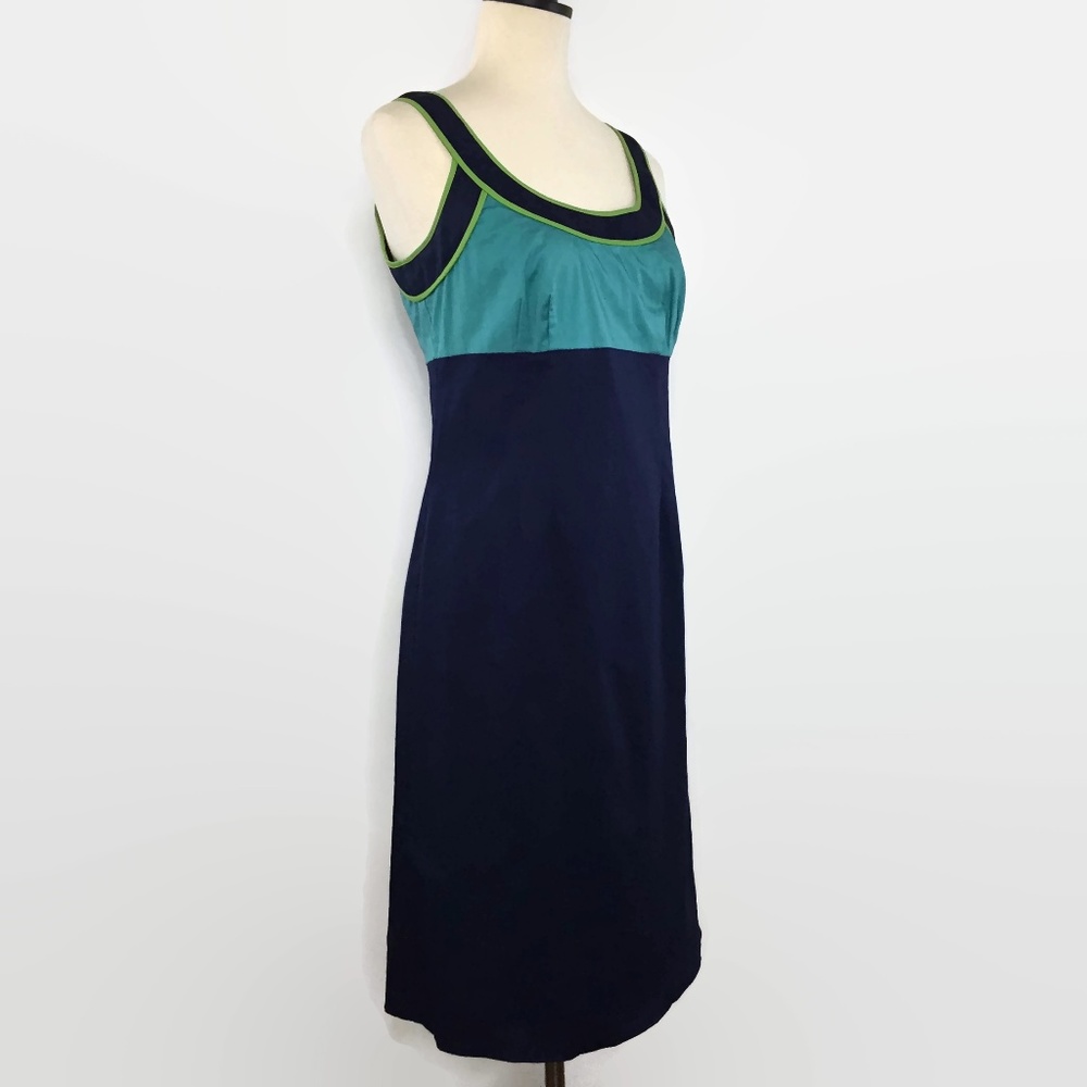 Boden Blue Color Blocked Dress w/Green Trim - Picture 6 of 8